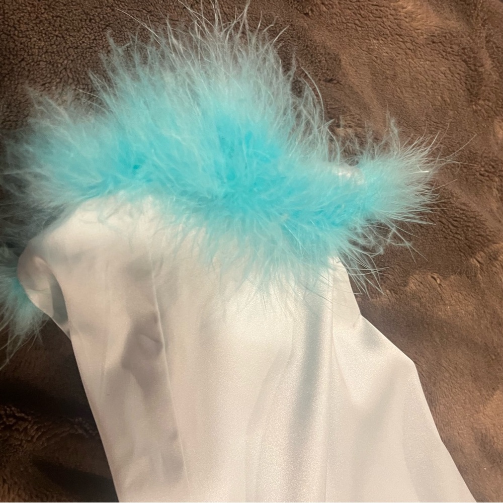 Tie-Front Satin Blouse in Light Blue - Picture 4 of 7